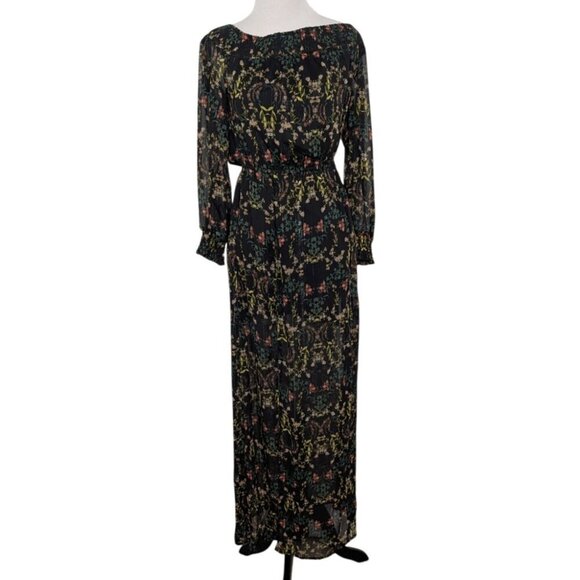 Jealous Tomato Dresses & Skirts - Jealous Tomato Floral Off Shoulder Maxi Dress Womens Size Small Black Front Slit